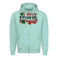 Seafoam Santa's Favorite Caregiver Christmas Zipper Hoodie - LillyAllenDesigns