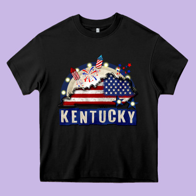 Kentucky 4th Of July Heavy Core Tee Designed By Cowgirlartshop