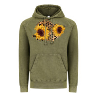 Vintage Olive sunflower leopard patch Vintage Hoodie - AdoDesignShop