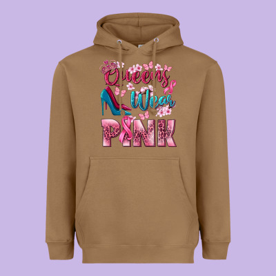 Queens Wear Pink Breast Cancer Heavyweight Hoodie Designed By Nancycooperartshop