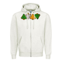 Oatmeal Heather christmas tree cookies Zipper Hoodie - LillyAllenDesigns