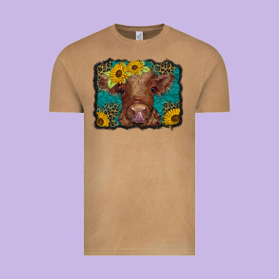 Western Leopard Buffalo Plaid Baby Highland Cow Vintage Tee Designed By Barkaloodesign