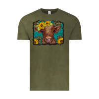 Vintage Olive western leopard buffalo plaid baby highland cow Vintage Tee - BarkalooDesign