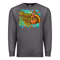 Charcoal Heather Happy Turkey Day Premium Sweatshirt - texasbilliewilder