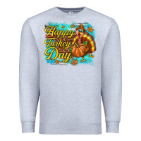 Heather Grey Happy Turkey Day Premium Sweatshirt - texasbilliewilder