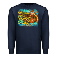 Navy Happy Turkey Day Premium Sweatshirt - texasbilliewilder