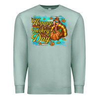 Seafoam Happy Turkey Day Premium Sweatshirt - texasbilliewilder