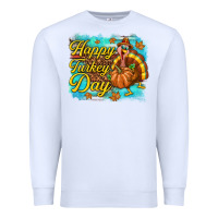 White Happy Turkey Day Premium Sweatshirt - texasbilliewilder
