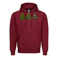Burgundy christmas trees Zipper Hoodie - LillyAllenDesigns