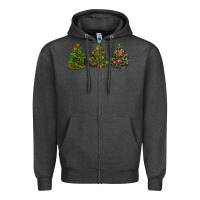 Charcoal Heather christmas trees Zipper Hoodie - LillyAllenDesigns