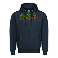 Navy christmas trees Zipper Hoodie - LillyAllenDesigns