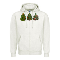 Oatmeal Heather christmas trees Zipper Hoodie - LillyAllenDesigns
