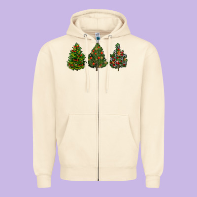 Christmas Trees Zipper Hoodie Designed By Lillyallendesigns