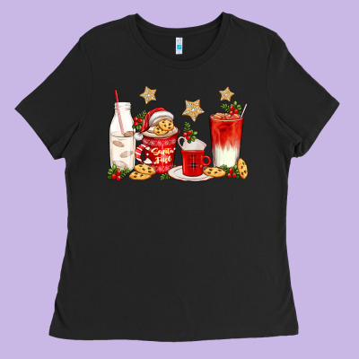 Santa Fuel Coffee Cups Ladies Tee Designed By Texasbilliewilder