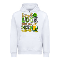 White St. Patrick's Forget luck give me beer Urban Hoodie - OliviaCreatesArt