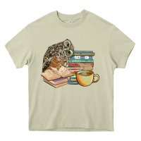 Mossy owl and books Heavy Core Tee - BarkalooDesign