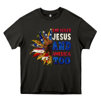 Asphalt She loves Jesus and America too 4th of july Heavy Core Tee - CowGirlArtShop