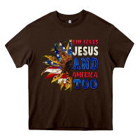 Chocolate Brown She loves Jesus and America too 4th of july Heavy Core Tee - CowGirlArtShop
