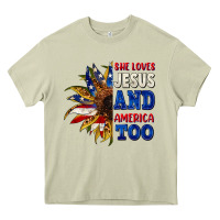 Mossy She loves Jesus and America too 4th of july Heavy Core Tee - CowGirlArtShop