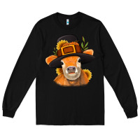 Black Thanksgiving Cow Long Sleeve Tee - NancyCooperArtShop