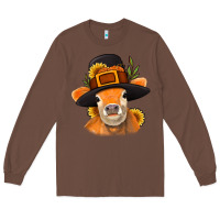 Chestnut Thanksgiving Cow Long Sleeve Tee - NancyCooperArtShop