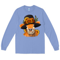 Colony Blue Thanksgiving Cow Long Sleeve Tee - NancyCooperArtShop