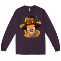 Plum Thanksgiving Cow Long Sleeve Tee - NancyCooperArtShop