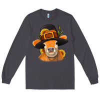 Smoke Thanksgiving Cow Long Sleeve Tee - NancyCooperArtShop