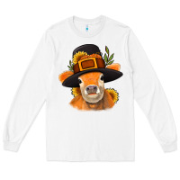 White Thanksgiving Cow Long Sleeve Tee - NancyCooperArtShop