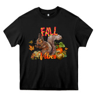 Black Fall Vibes Squirrel Heavy Core Tee - CowhideDigitalArt