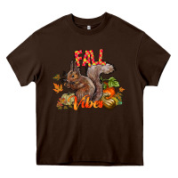 Chocolate Brown Fall Vibes Squirrel Heavy Core Tee - CowhideDigitalArt