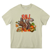 Mossy Fall Vibes Squirrel Heavy Core Tee - CowhideDigitalArt