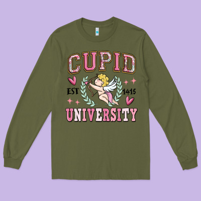 Cupid University Long Sleeve Tee Designed By Maliassmallbusiness