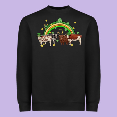 Cow St Patrick Days Heavyweight Sweatshirt Designed By Maliassmallbusiness