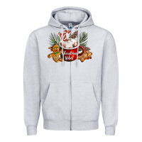 Heather Grey christmas vibes hot cocoa Zipper Hoodie - LillyAllenDesigns