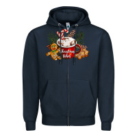 Navy christmas vibes hot cocoa Zipper Hoodie - LillyAllenDesigns