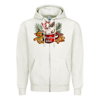 Oatmeal Heather christmas vibes hot cocoa Zipper Hoodie - LillyAllenDesigns