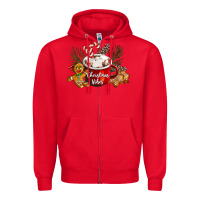 Red christmas vibes hot cocoa Zipper Hoodie - LillyAllenDesigns