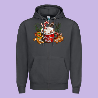 Christmas Vibes Hot Cocoa Zipper Hoodie Designed By Lillyallendesigns