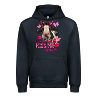 Navy Valentine's Day shut up and kiss me Holstein Cow Urban Hoodie - FaDigitalArtStudio