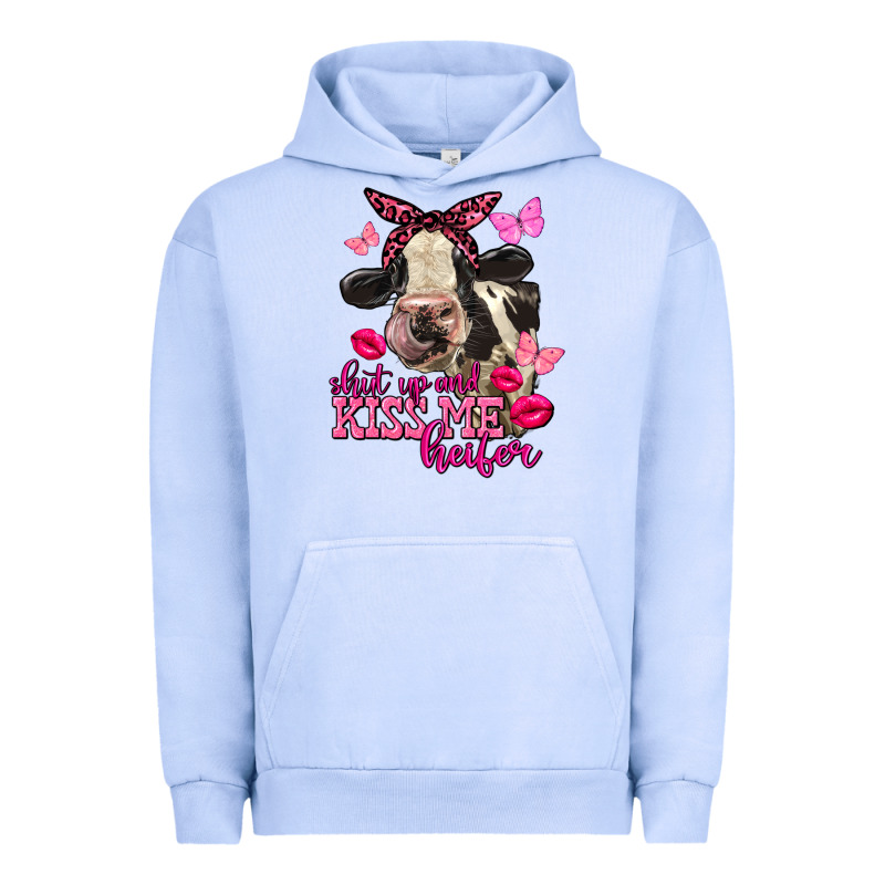Valentine's Day Shut Up And Kiss Me Holstein Cow Urban Hoodie by FaDigitalArtStudio | Teevron