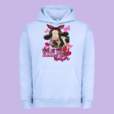 Valentine's Day Shut Up And Kiss Me Holstein Cow Urban Hoodie Designed By Fadigitalartstudio