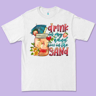 Drink In My Hand Toes In The Sand Premium Tee Designed By Hra Design Shop