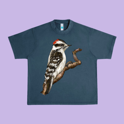 Downy Woodpecker Urban Heavy Tee Designed By Lillyallendesigns