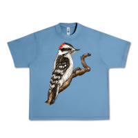 Pebble Blue Downy Woodpecker Urban Heavy Tee - LillyAllenDesigns
