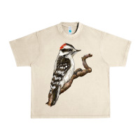 Sandshell Downy Woodpecker Urban Heavy Tee - LillyAllenDesigns