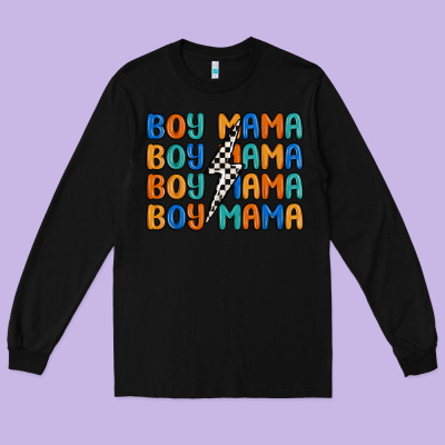 Boy Mama Lightning Bolt Long Sleeve Tee Designed By Maliassmallbusiness