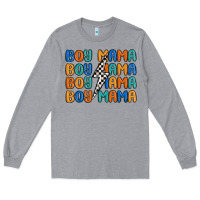 Heather Grey boy mama lightning bolt Long Sleeve Tee - MaliasSmallBusiness