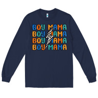 Navy boy mama lightning bolt Long Sleeve Tee - MaliasSmallBusiness