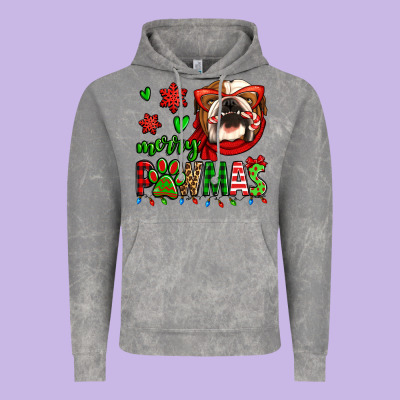Merry Pawmas Christmas Bulldog Vintage Hoodie Designed By Jasminsmagicworld